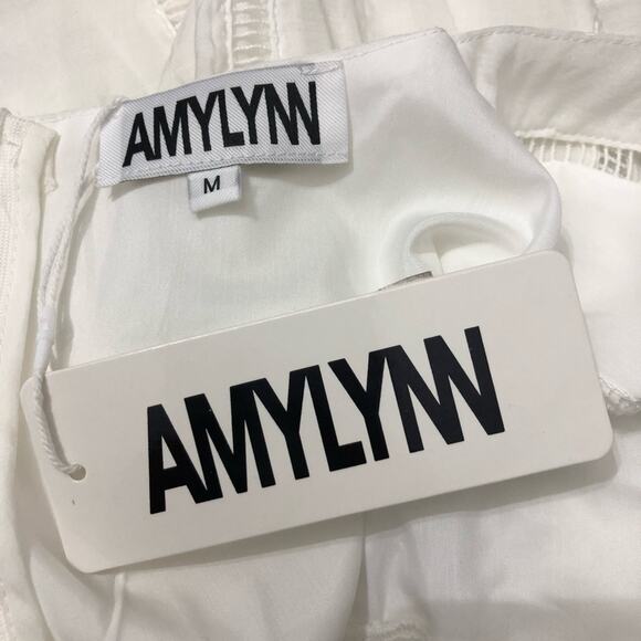 Amy Lynn Plunge Neck Long Sleeve White Mini Dress Medium NWT - Picture 6 of 9